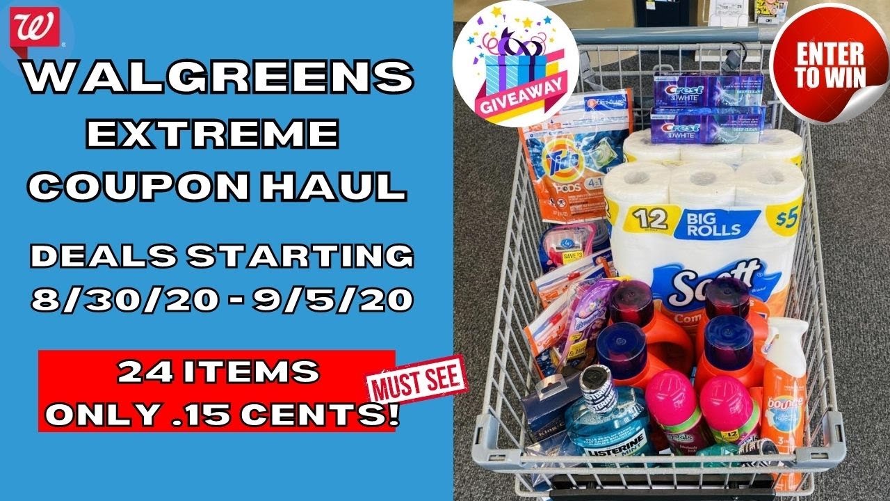 WALGREENS EXTREME COUPON HAUL DEALS STARTING 8/30 24 ITEMS ONLY .15