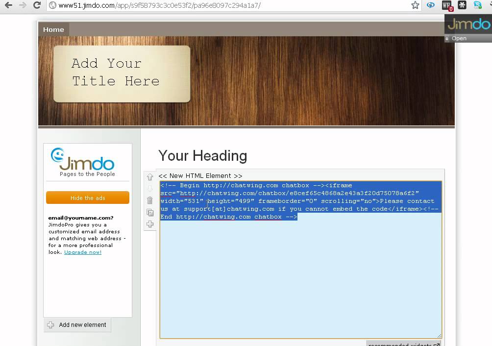 How Live Chat Widget Work to Jimdo?
