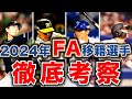 【FA2024】今季FA移籍する可能性のある選手を徹底考察！最も可能性が高いのはあの選手...