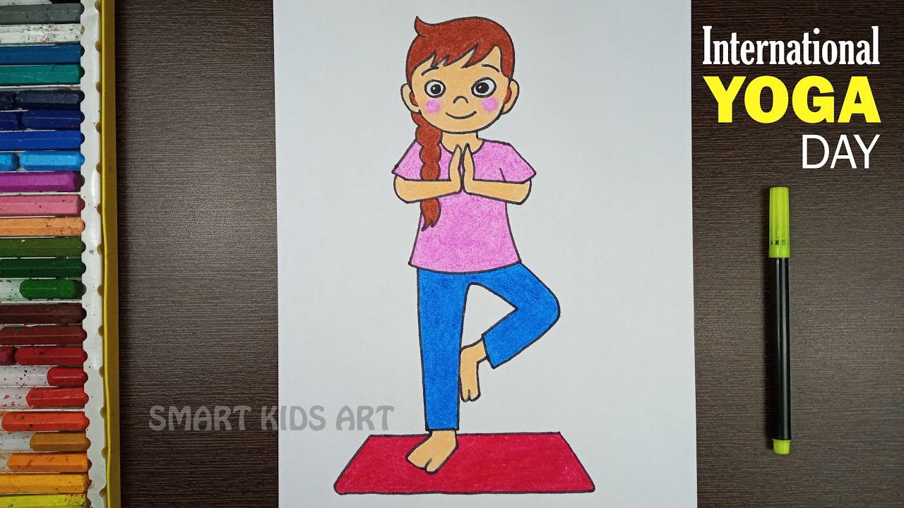 How To Draw Yoga | Yoga Drawing | International Yoga Day | Drawing ...