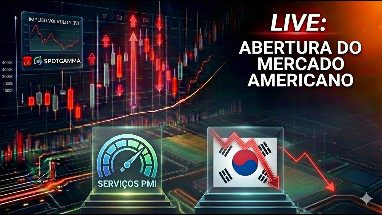 PMI DE SERVIÇOS | CRASH NA COREIA: ALERTA GLOBAL?| FLUXO DE OPÇÕES & GAMMA | ABERTURA DE MERCADO