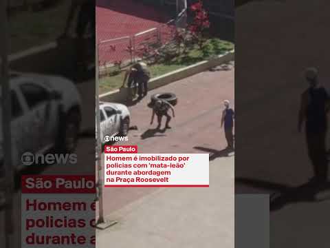 Homem é imobilizado por policiais com 'mata-leão' durante abordagem