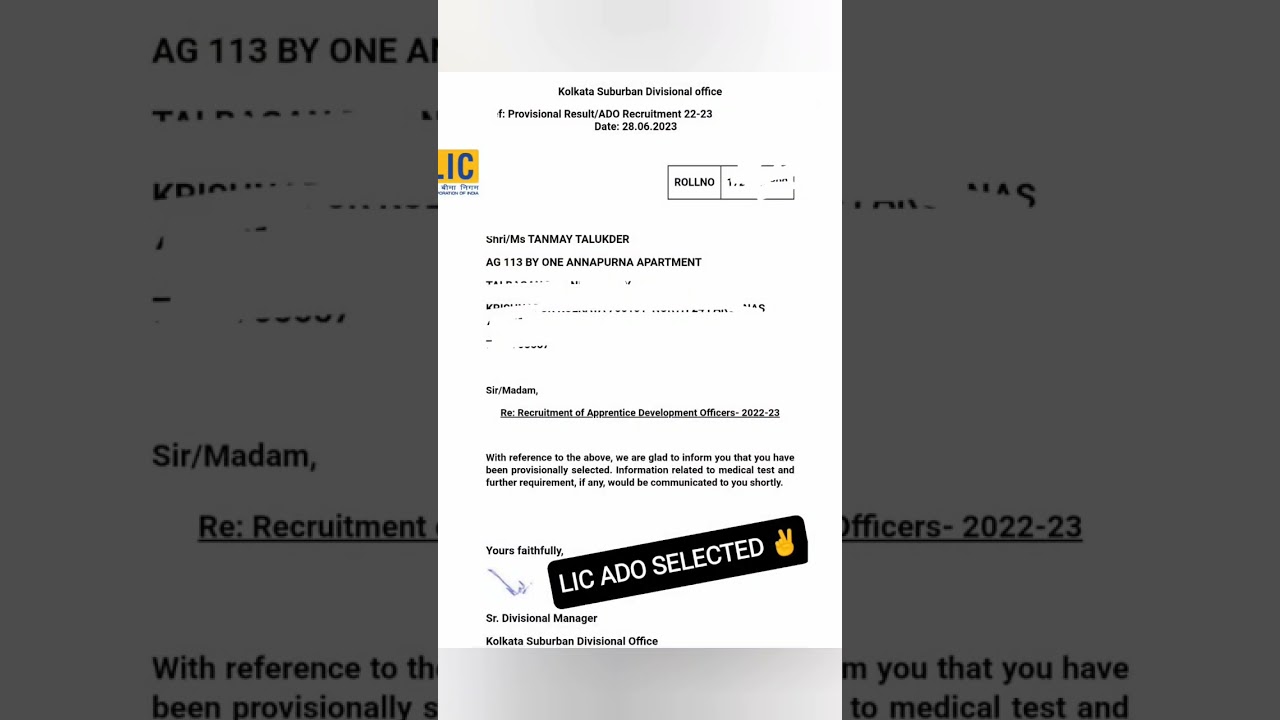 My LIC ADO Result 2022-2023 ||