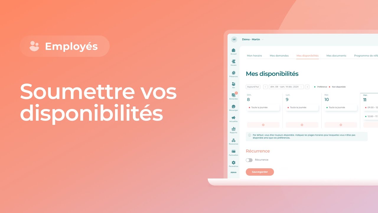 Soumettre vos disponibilités