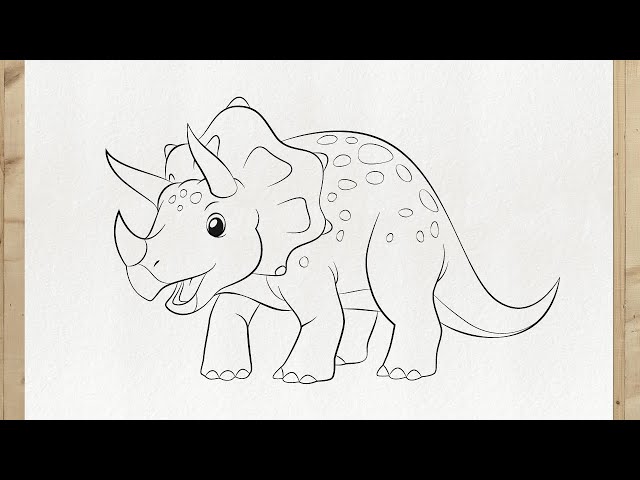 Como desenhar um Triceratops - Guias de desenho fáceis passo a