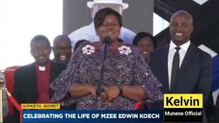Homabay governor Gladys Wanga address during the burial of Davis Chirchir's father 