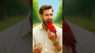 Beautiful Birds And Cute Smiling Man