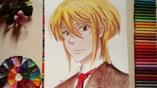 رسم انمى ويليام جيمس مورياتى باستخدام الالوان المائيه| طريقه انمى سهل | الوان انمى