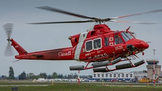 Canadian Coast Guard Bell 412EPi Close Hovering & Touch & Go's at YYJ