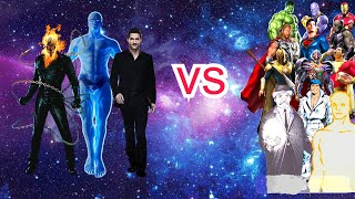 Ghost rider & Dr manhattan and lucifer vs marvel and dc fight