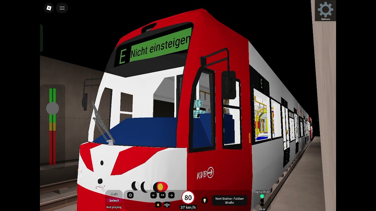 Train simulator: Light rail sim - Red and white light rail driving. Underground driving tram
