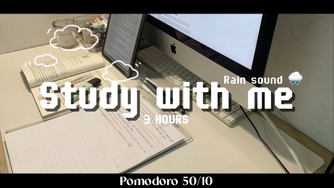 📚2 - HOUR STUDY WITH ME | Rain sound 🌧️ | Calm Piano 🎹 | Pomodoro 50/10 ...