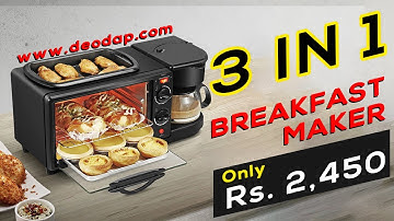🔥🔥 Oven just in 2450🔥🔥  3 IN 1 BREAKFAST MAKER PORTABLE TOASTER OVEN, GRILL PAN & COFFEE MAKER