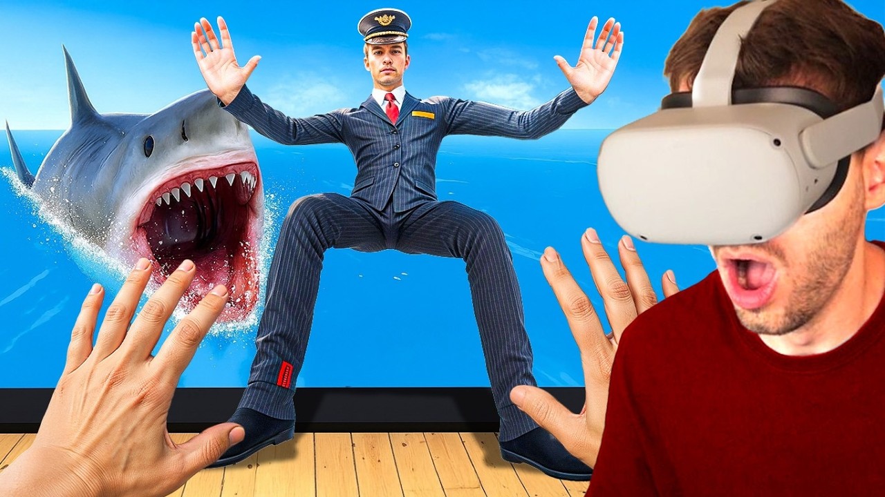 Coloquei meu AMIGO para nadar com TUBARÃO! - Newton's Playground VR