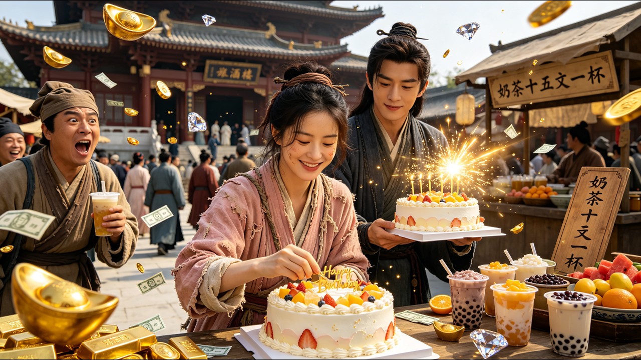 A poor woman transmigrates to ancient times, burdened with debt and only owns a rundown tavern. She transforms into an ancient milk tea shop, selling coffee, milk tea, and cakes, turning her debt into the ancient beverage queen, and even picks up a prince as her husband!