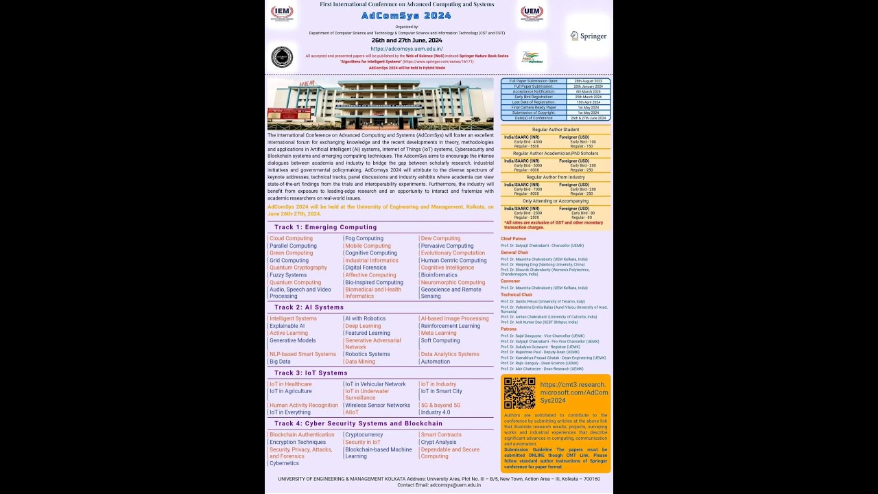 The First International Conference on Advanced Computing and Systems ( AdComSys 2024 )