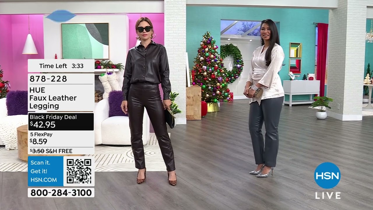 HUE Faux Leather Straight Leg Pant