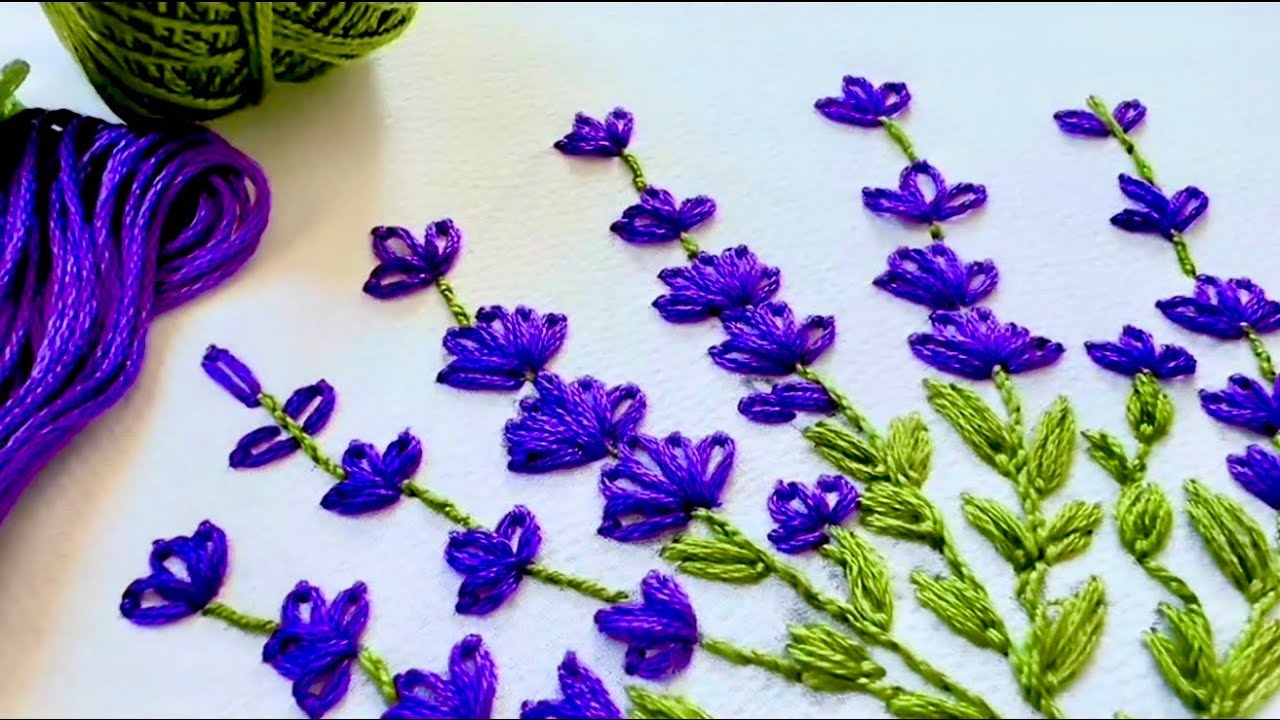Beautiful Lavender Flower Embroidery Tutorial | Easy Hand Embroidery for Beginners