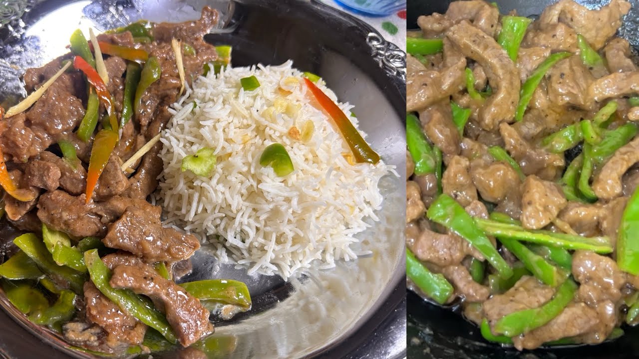 Beef chilli with garlic butter rice |Beef chilli 🌶️ dry|quick and Delicious 😋 beef chilli recipe 