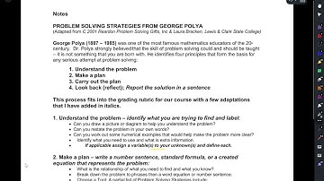 Intro to Problem Solving   Polya Steps