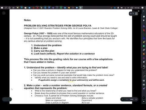 Intro to Problem Solving   Polya Steps