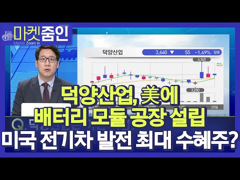 [마켓줌인] 덕양산업, 미국 배터리 공장 설립 최대 수혜주? / 머니투데이방송 (증시, 증권)