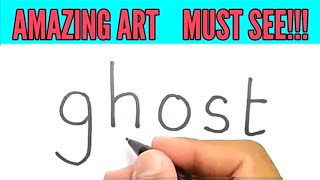 Very Scary Ghost drawing || how to turn words Ghost into cartoon || Art Academy by Sourajit ?