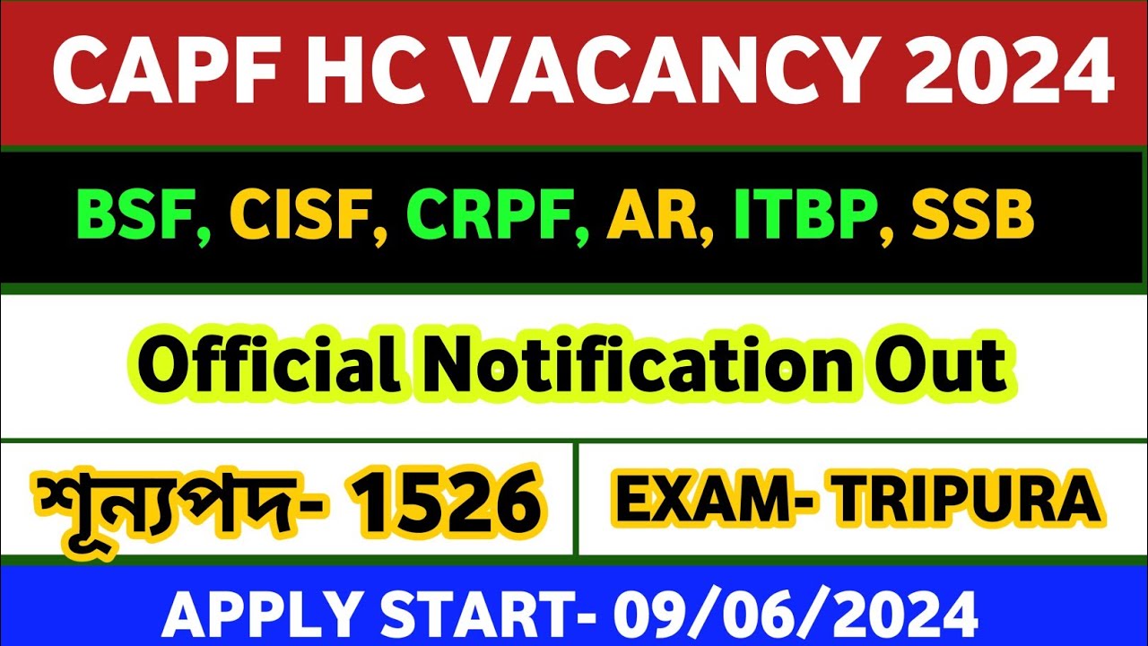 CAPF And Assam Rifles Head Constable New Vacancy 2024 Official ...