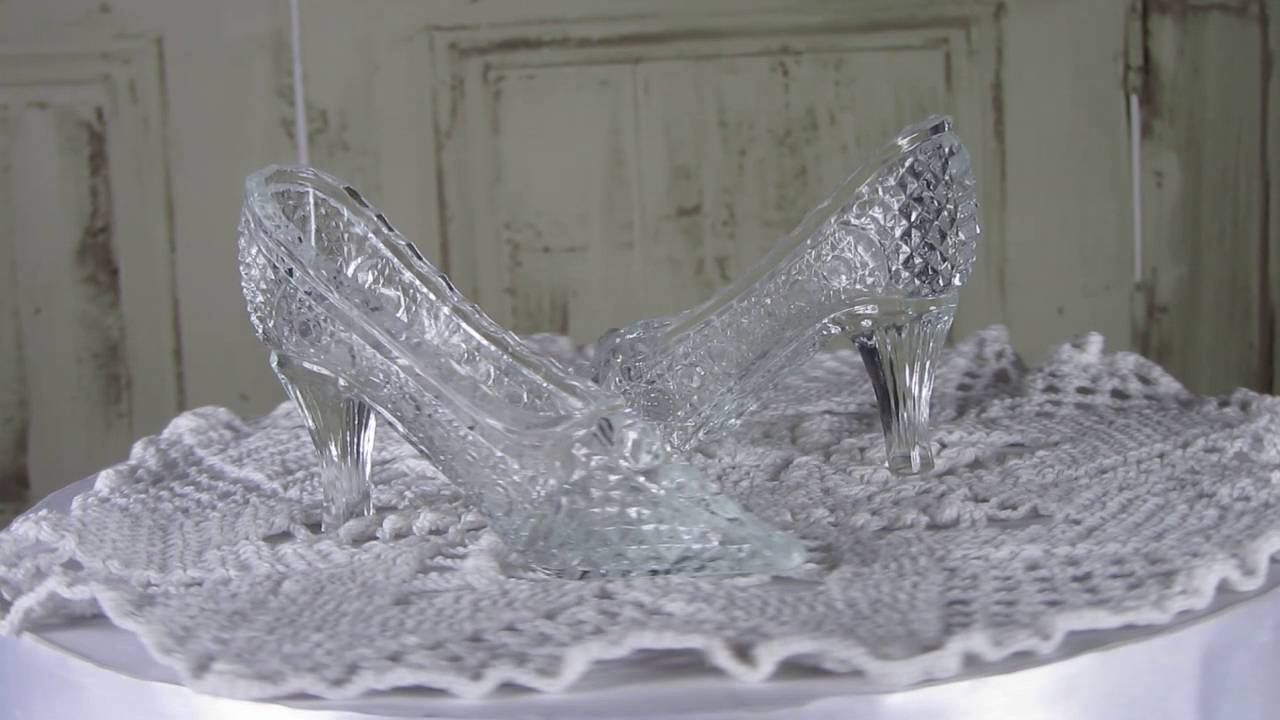 Vintage Glass Shoe Jewelry Holder, Set of 2 Vintage Glass Shoes, High