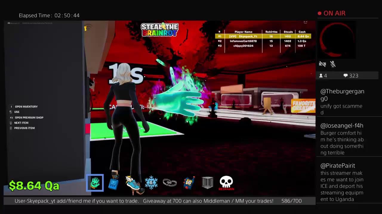 Steal the Brainrot Trading chat. Stacked Players Only . LIVE UNTIL 10QA OR CRASH