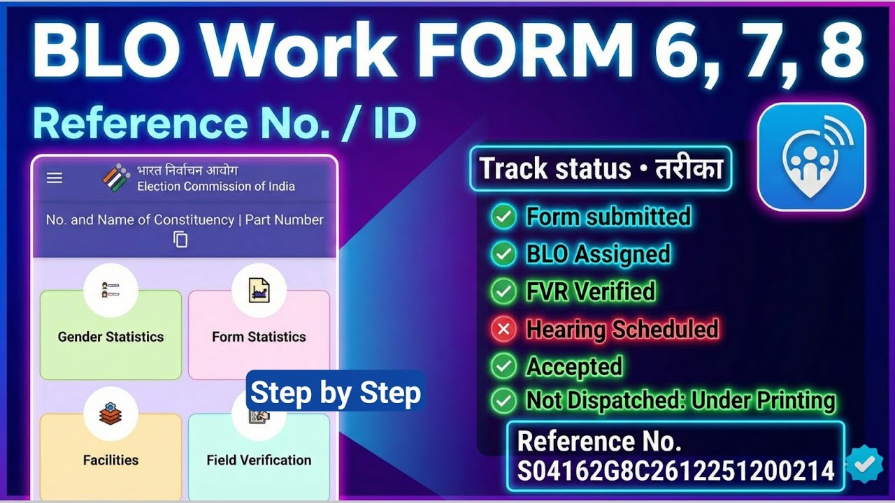 BLO App से Form 6, 7, 8 का Status कैसे Track करें || Reference No Full Process✅️
