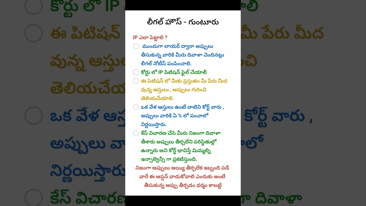 IP filing process insolvency petition