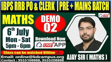 SBI/IBPS/RRB/RBI/PO & CLERK || BANKING SPECIAL || MATHS || DEMO 01 || BY AJAY RANA SIR