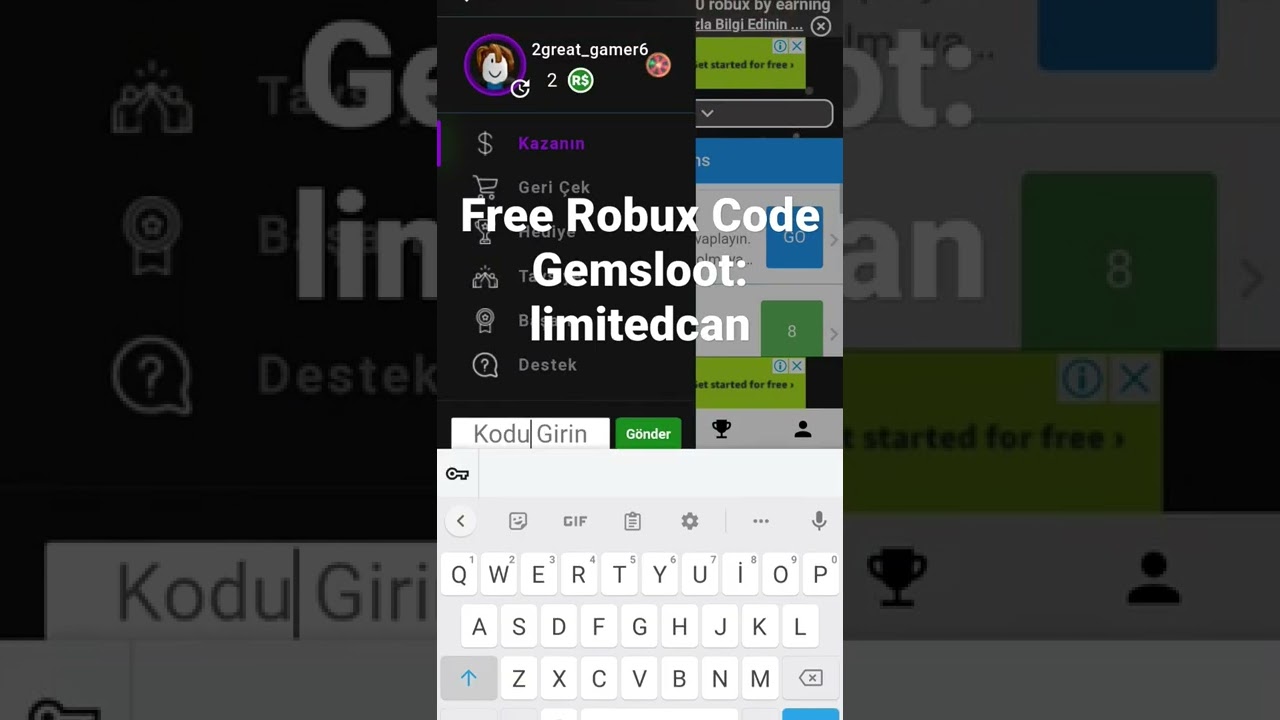 Free Robux Code at Gemsloot