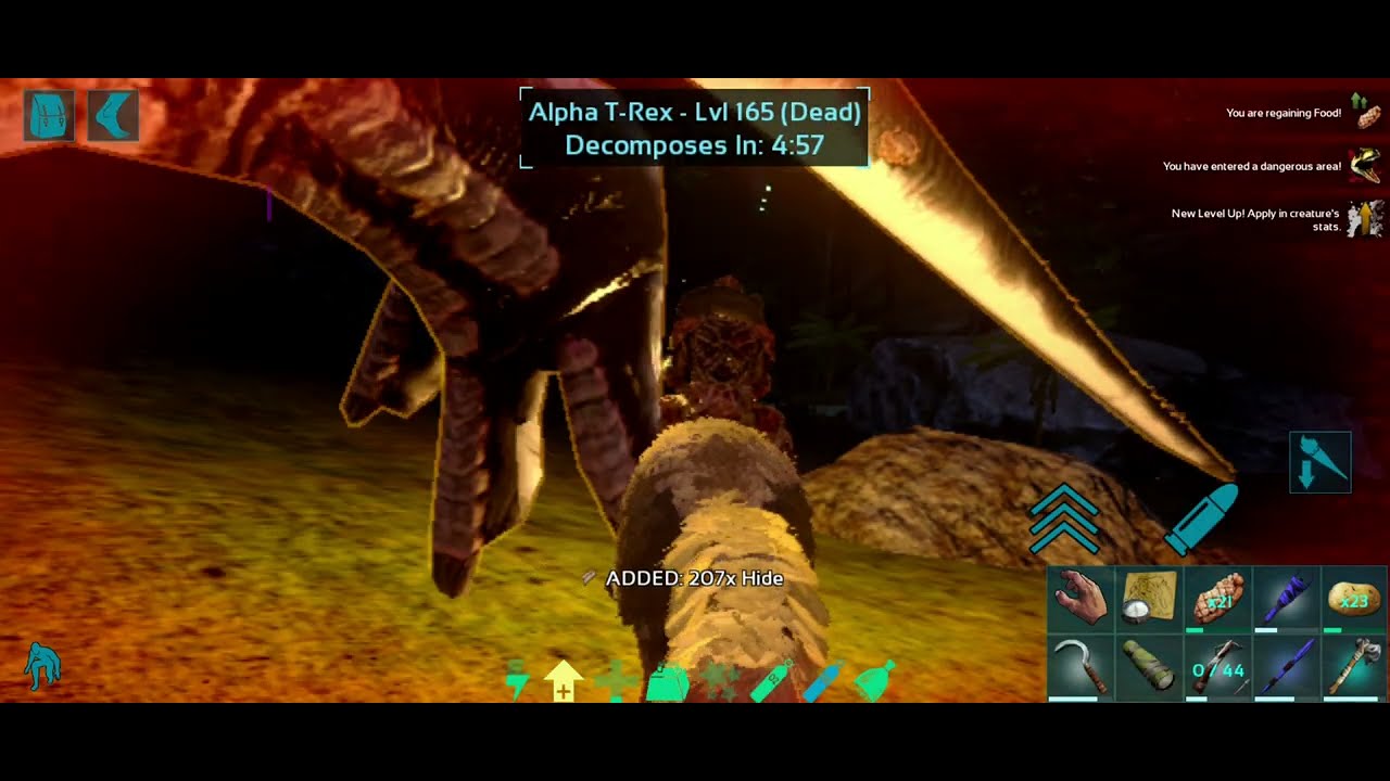 Killing Apha rex and raptor with dire wolf Ark mobile