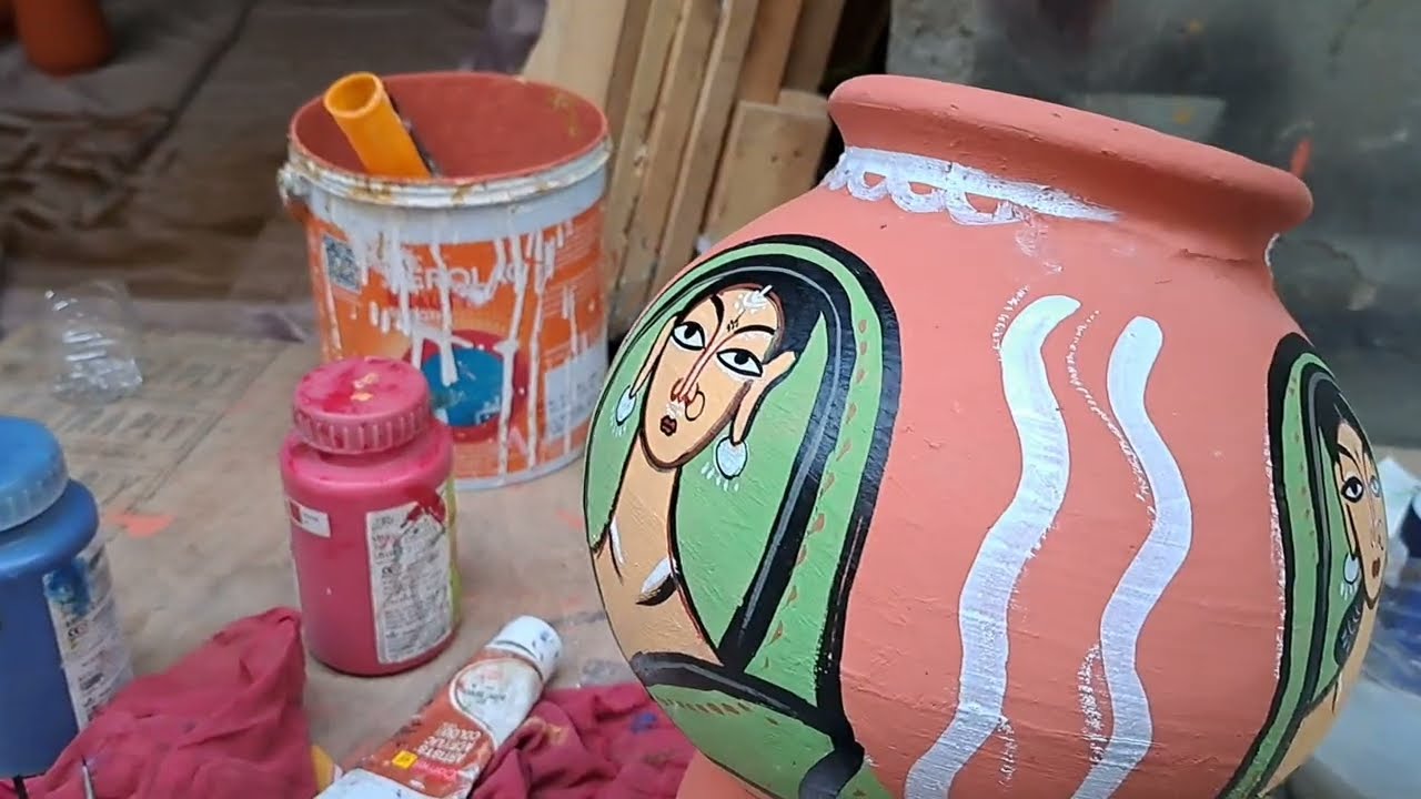 Painting On matka |jamini roy painting on matka |matka |art yatra 