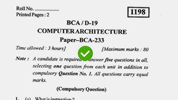 2019 KUK BCA 3rd Sem Computer Architecture Question Paper