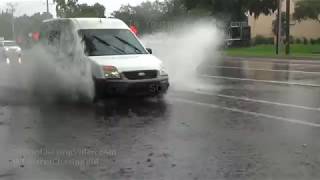 Sarasota, FL Heavy Rain, Flooded Road and Beach - 7/9/2019