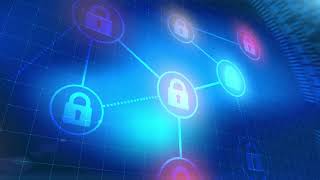 Padlock🔐Security Icon Animation Blue Digital Elements Technology Background Clip || Video Clip