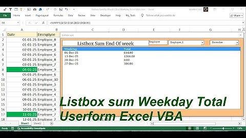 LIstbox Sum Weekday Userform Excel VBA
