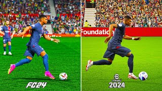 EA Sports FC 24 vs eFootball 2024 | Running Styles