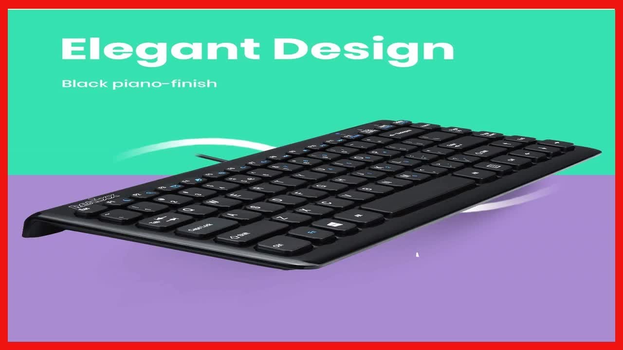 Perixx Periduo 307 Wired Mini Keyboard and Mouse Set, Membrane Chiclet Keys, Piano Black, US English