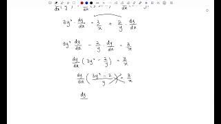 Implicit differentiation y³=ln(x³y²) (Set 1 Sect B Q6(c))