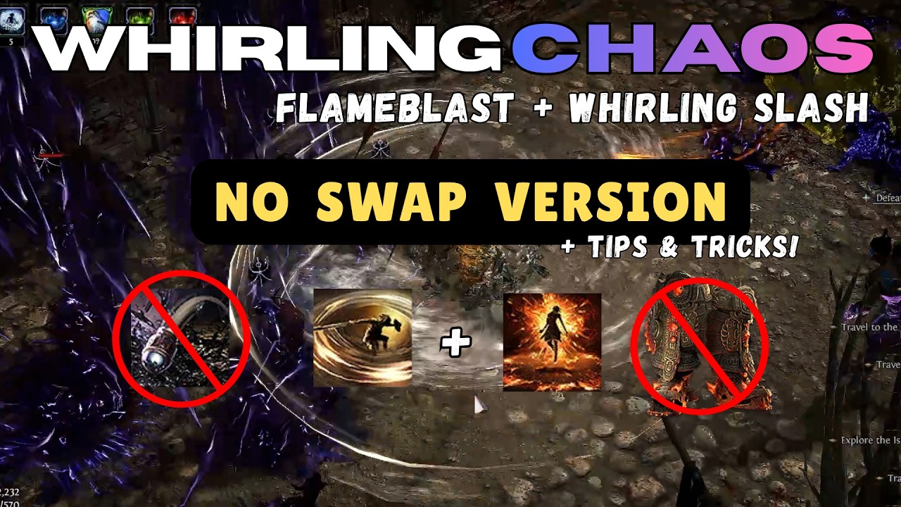 NO SWAP TECH - Whirling Chaos (Flameblast + Whirling Slash) + Tips & Showcase - POE 2 Gemling Build