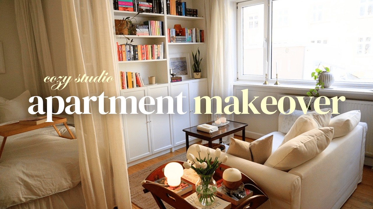 cozy apartment makeover | creating my dream nancy meyers-inspired studio (+ diy canopy bed)