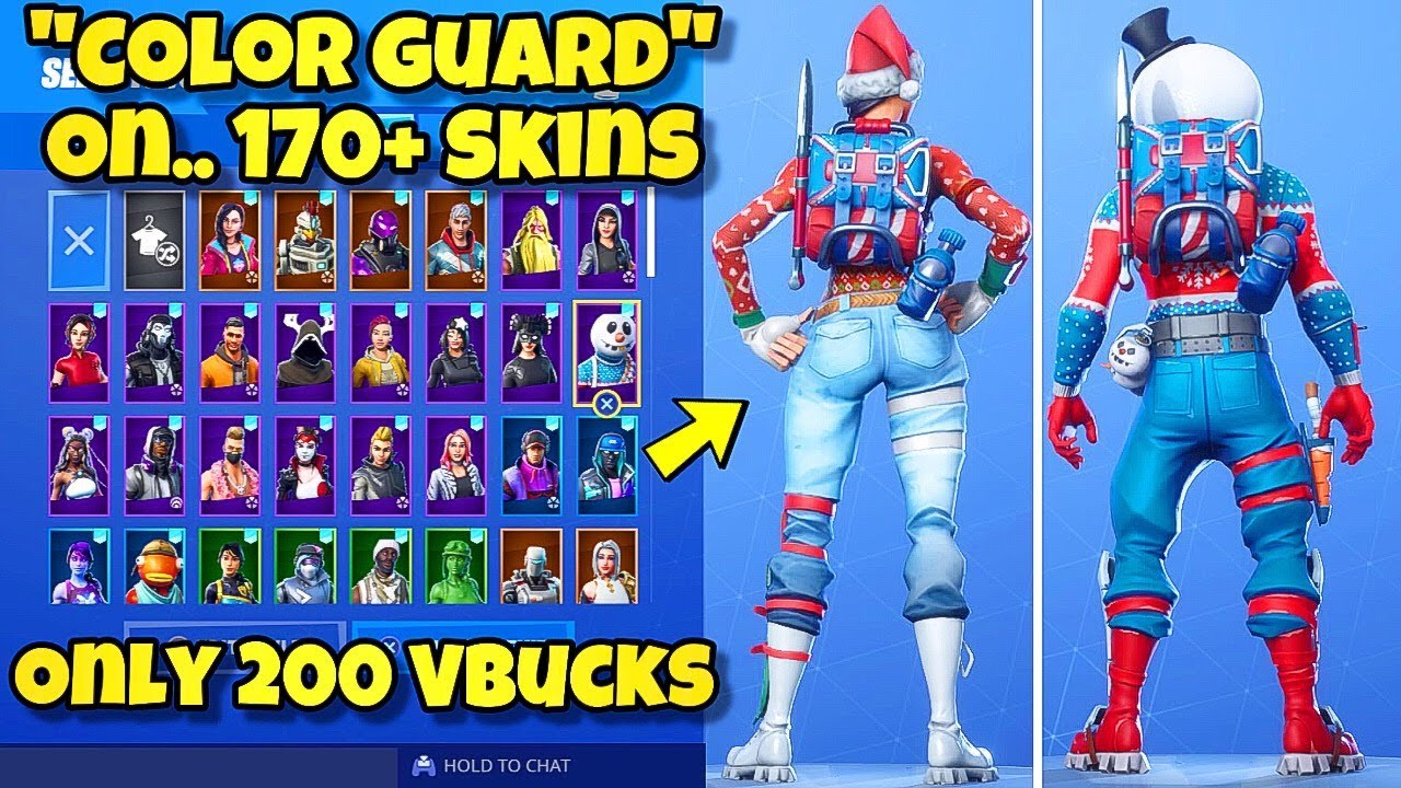 NEW "COLOR GUARD" BACK BLING Showcased With 170+ SKINS! Fortnite Battle ...