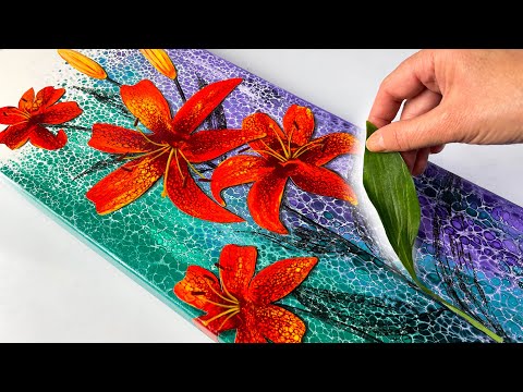 Take Your Pouring to the NEXT LEVEL - YOU Can Paint These Tiger Lilies | AB Creative Tutorial