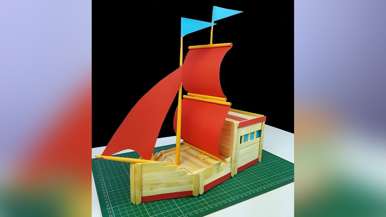 How to make Ice cream stick boat/sail ship cum piggy bank ...