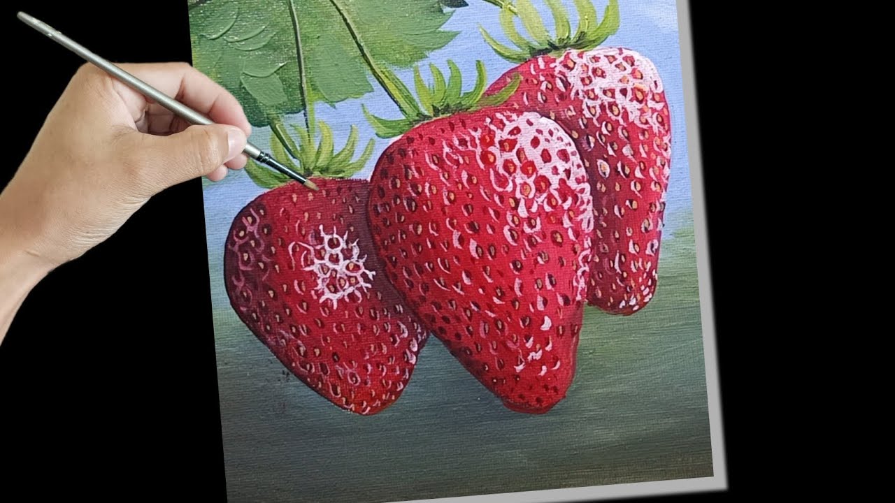 How to paint strawberry 🍓 / acrylic painting tutorial / step by step ...