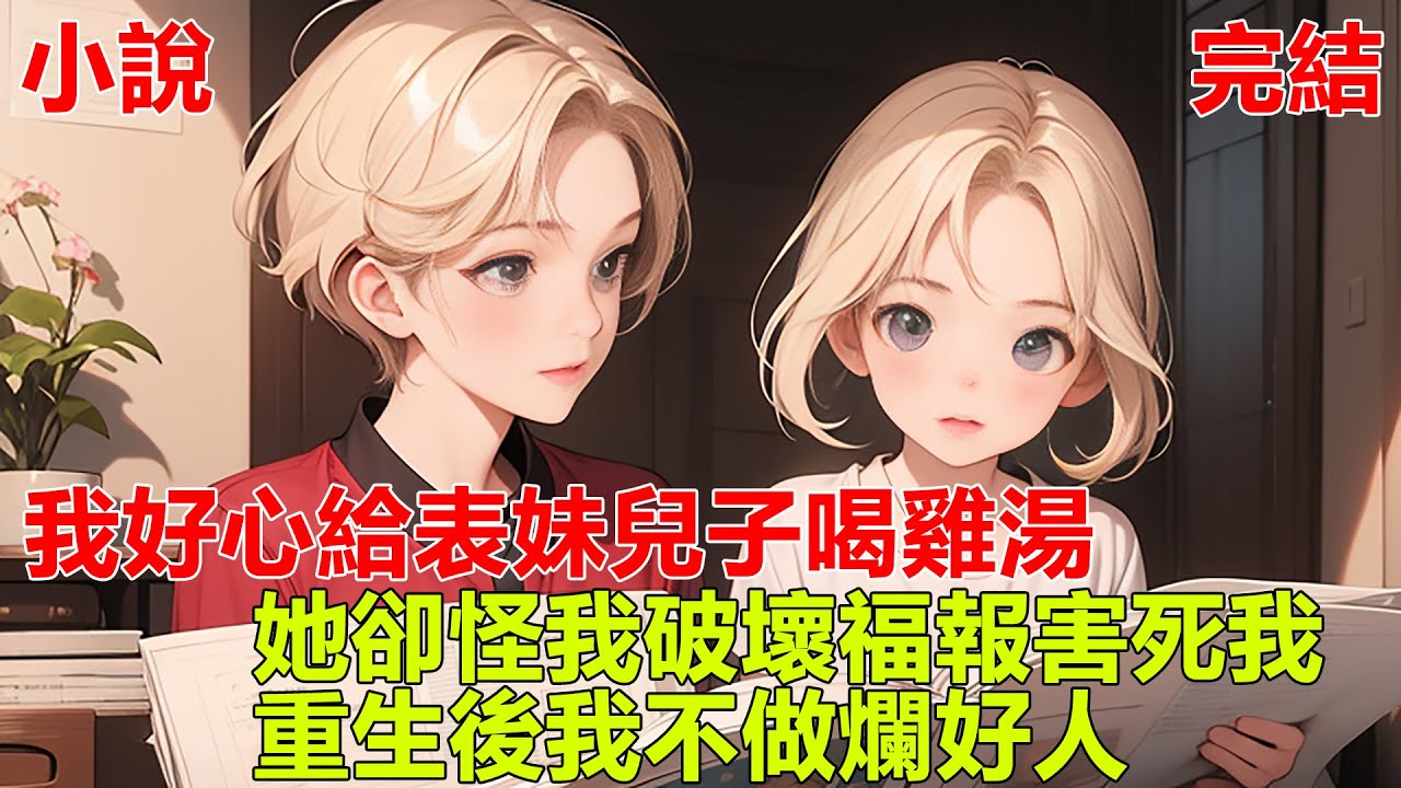 表妹為了讓兒子有福報，從出生就開始吃素，結果長的面黃肌瘦，我可憐他給他喝了雞湯，結果她兒子一有不順就指責我，最終再一次考試失利時，把我推下高樓，重生後我不做爛好人！#一口气看完 #小说